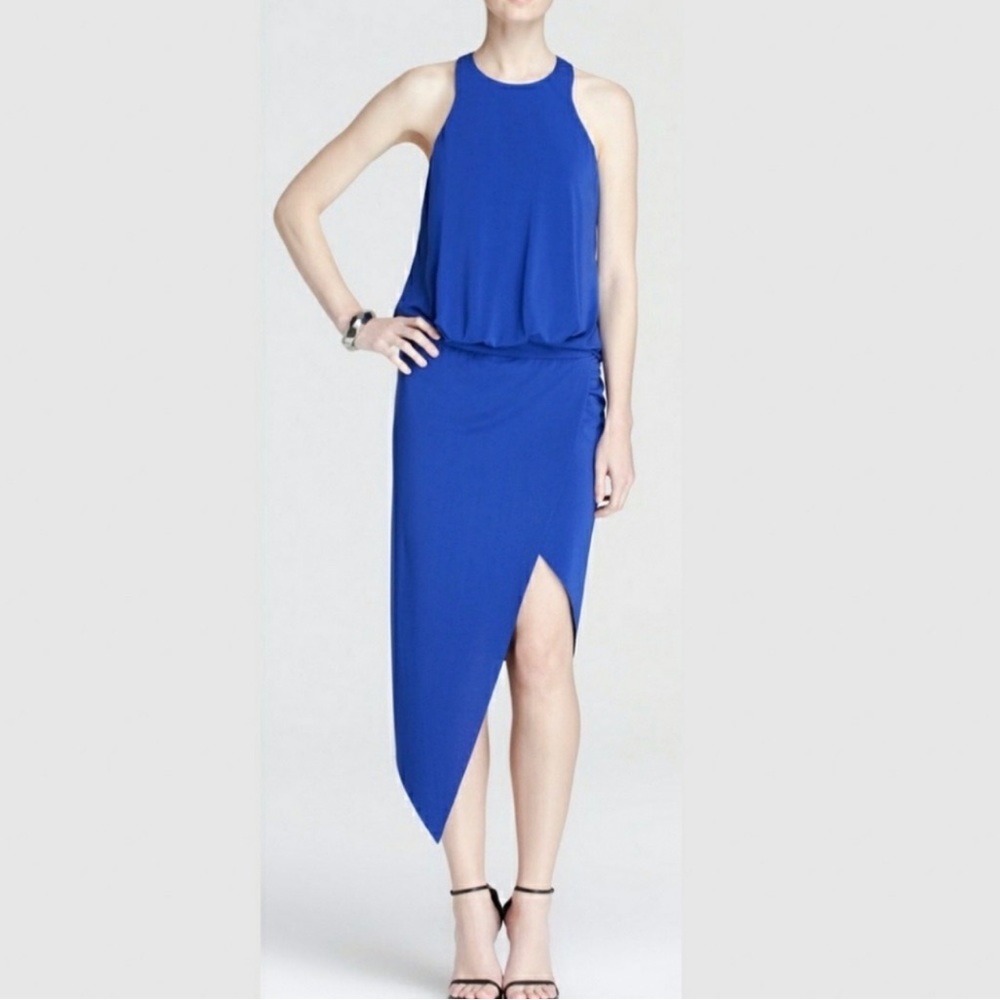 NWT Elizabeth and James Womens Rowan Blouson Asymmetrical Dress Size S Blue